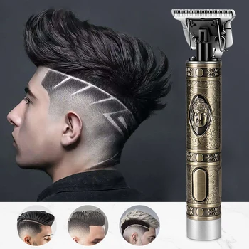 

Kemei T9 Barber Hair Clippers Mini Hair Cut Beard T Blade Trimmer for Men USB Cordless Vintage Sculpture Buddha Shaving Machine