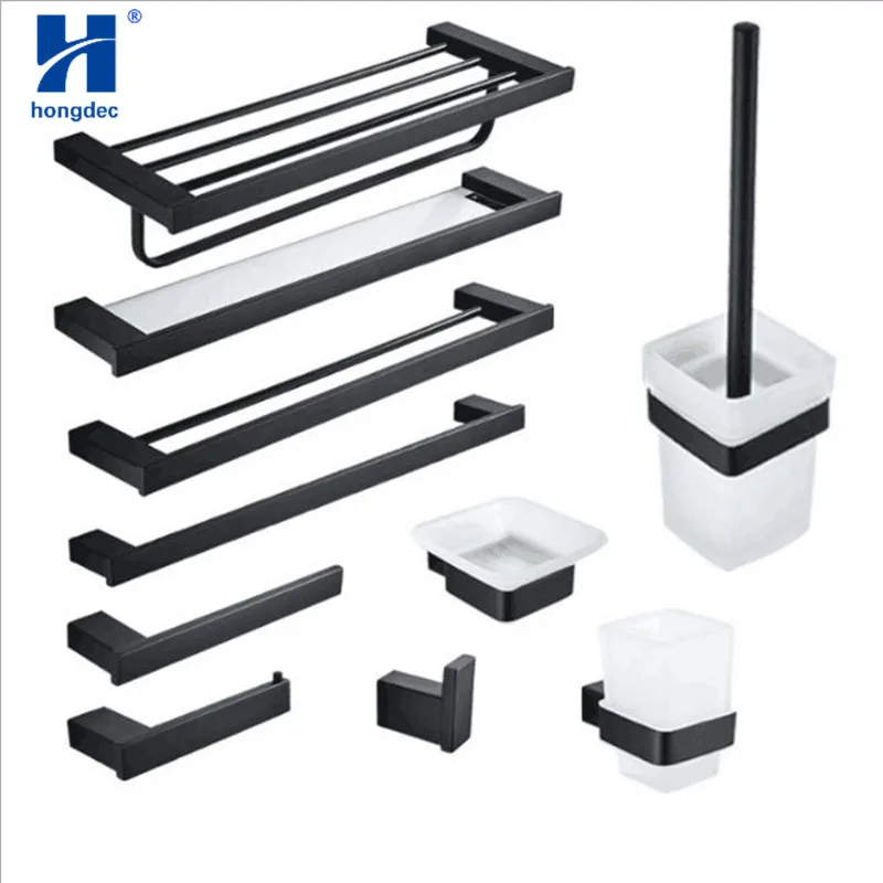 Hongdec Wall Mount Matte Black stainless steel Bathroom Accessories set 
Hongdec Wall Mount Matte Black stainless steel Bathroom Accessories set