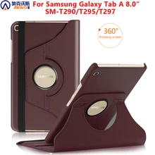 הליכונים 360 מסתובב מקרה עבור Samsung Galaxy Tab 8.0 SM-T290 Tablet 2019 Slim PU כיסוי עבור T295 T297 + מתנה(China)