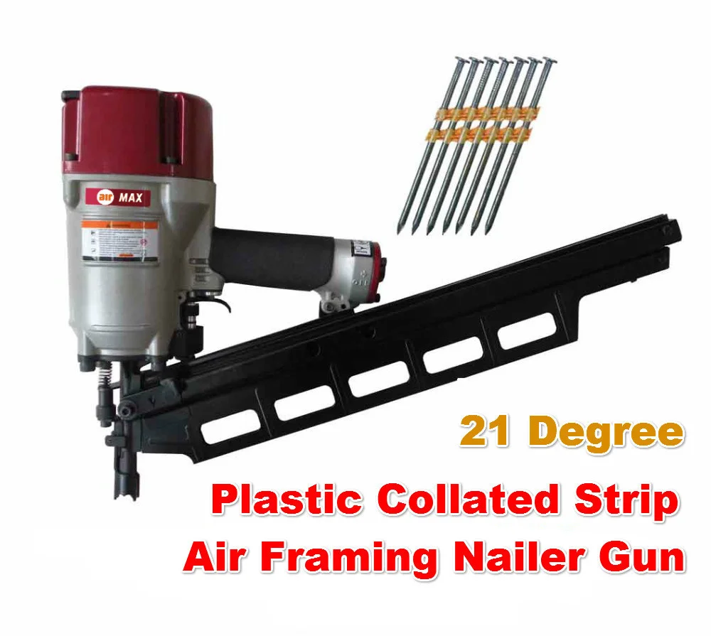 21 Degree Plastic Collated Strip Air Framing Nailer Gun Pneumatic Plastic Inclined Row Nail Gun Oblique Row Nail Gun SRN9021L 
21 Degree Plastic Collated Strip Air Framing Nailer Gun Pneumatic Plastic Inclined Row Nail Gun Oblique Row Nail Gun SRN9021L