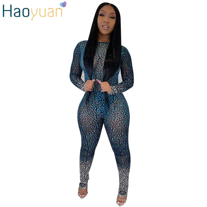 HAOYUAN Mesh Sheer Print Jumpsuit Long Sleeve Backless Bodycon Romper Fall Fashion Sexy Club Party Night One Piece Outfit Women
HAOYUAN Mesh Sheer Print Jumpsuit Long Sleeve Backless Bodycon Romper Fall Fashion Sexy Club Party Night One Piece Outfit Women