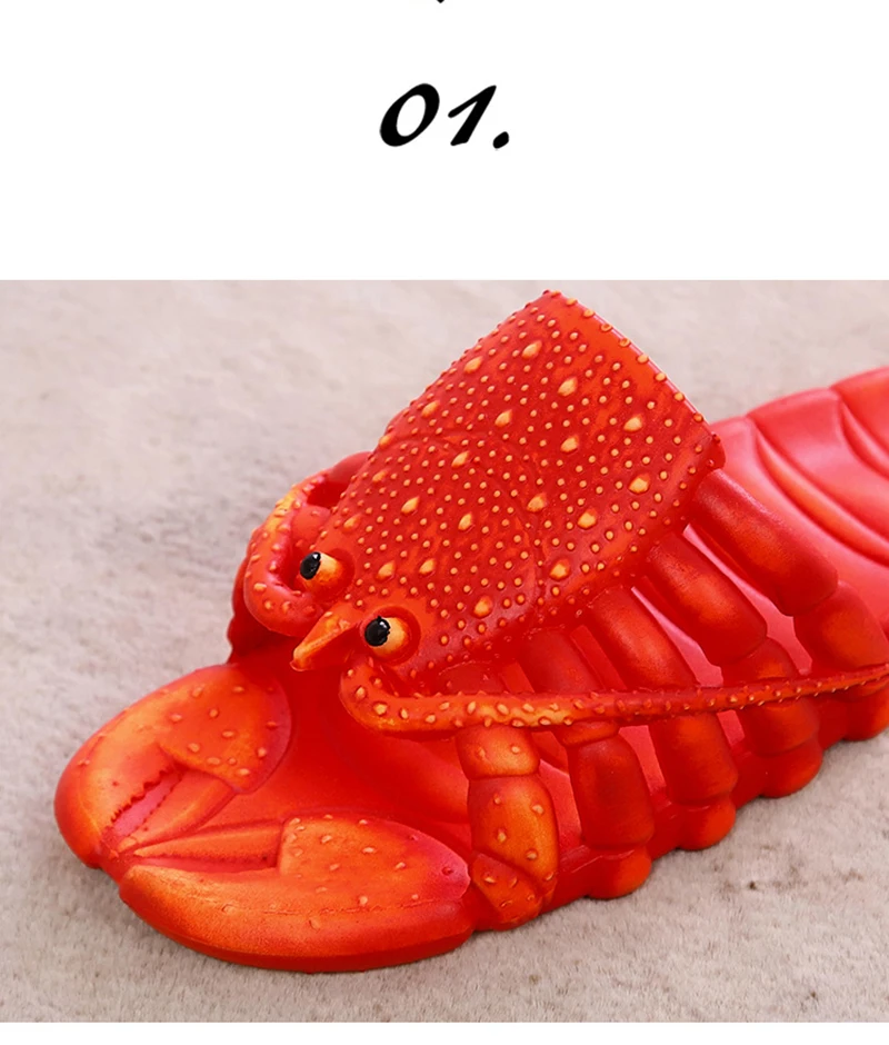 Lobster Slippers Men Funny Animal Summer Flip Flops Cute Beach Shower Casual Shoes Women Unisex Big Size Soft Home Slippers Lobster Slippers Men Funny Animal Summer Flip Flops Cute Beach Shower Casual Shoes Women Unisex Big Size Soft Home Slippers