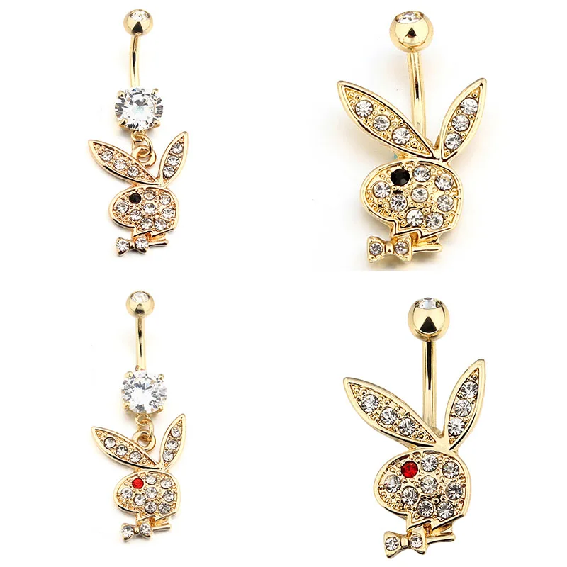 

1PCS Cute Bunny Belly Button Ring 14G Rabbit Belly Piercing Ring Sexy Navel Piercing Bunny Belly Bar Rabbit Navel Ring Jewelry