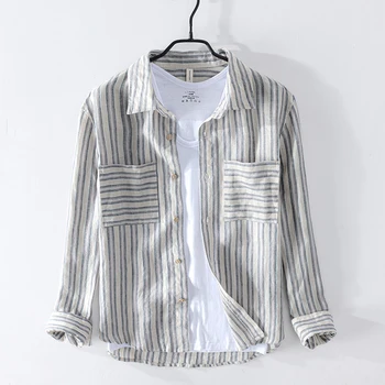2020 Summer Men Shirt Casual Striped Shirt 100% Linen Long Sleeve Shirts Slim Brand Clothing Free Shipping Y2419
2020 Summer Men Shirt Casual Striped Shirt 100% Linen Long Sleeve Shirts Slim Brand Clothing Free Shipping Y2419