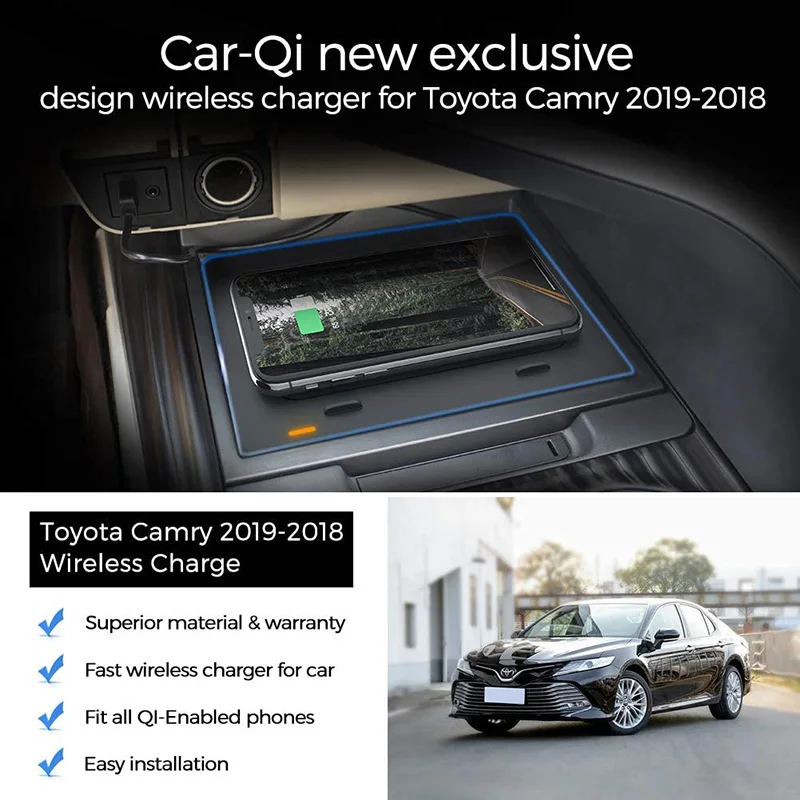 CarQiWireless Wireless Charger for Toyota Camry 2018 2019 2020 + Fast Charging Charger, QI Smartphone Wireless Charging
CarQiWireless Wireless Charger for Toyota Camry 2018 2019 2020 + Fast Charging Charger, QI Smartphone Wireless Charging