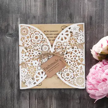 50 Kit Rustic Lace Pocket White Wedding Invitations with Envelope Ribbons Seal Blank Print Personalized Invite Cards Party Birth
50 Kit Rustic Lace Pocket White Wedding Invitations with Envelope Ribbons Seal Blank Print Personalized Invite Cards Party Birth