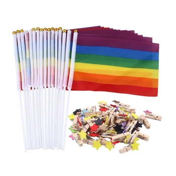 16 Pics Rainbow Flag Rainbow Flag Banner & 50 Pcs Star Clothes Hanging Card Photo Memo Clip Clothespin
16 Pics Rainbow Flag Rainbow Flag Banner & 50 Pcs Star Clothes Hanging Card Photo Memo Clip Clothespin