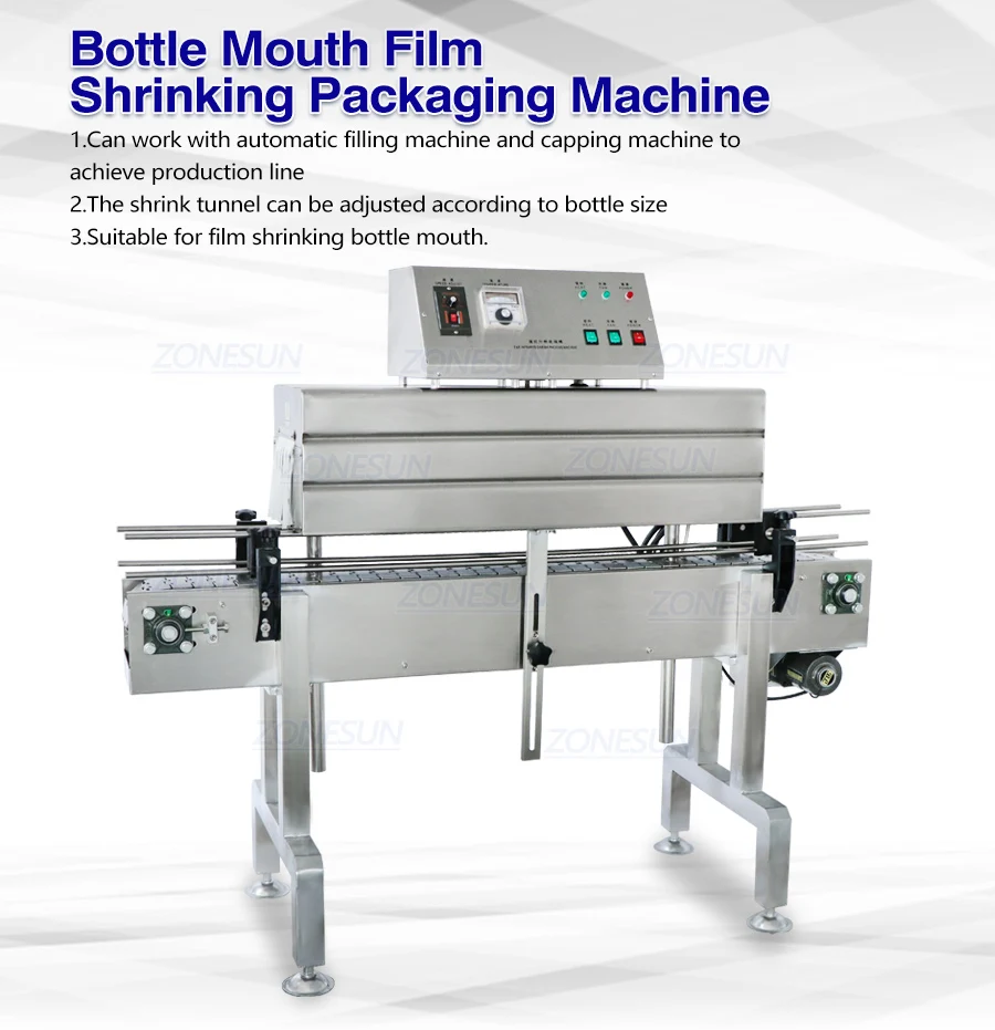 ZONESUN ZS-SX405 Automatic Bottleneck Cover Label Heat Shrinking Packaging Machine PP PVC Film Shrink Sleeve Labeling Machine