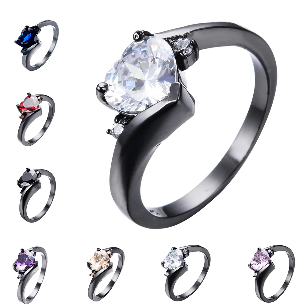 Cross Border Popular Accessories Seven Color Stone Zirconium Diamond Black Ring Women's Popular Creative Jewelry Wedding Rings 
Cross Border Popular Accessories Seven Color Stone Zirconium Diamond Black Ring Women's Popular Creative Jewelry Wedding Rings