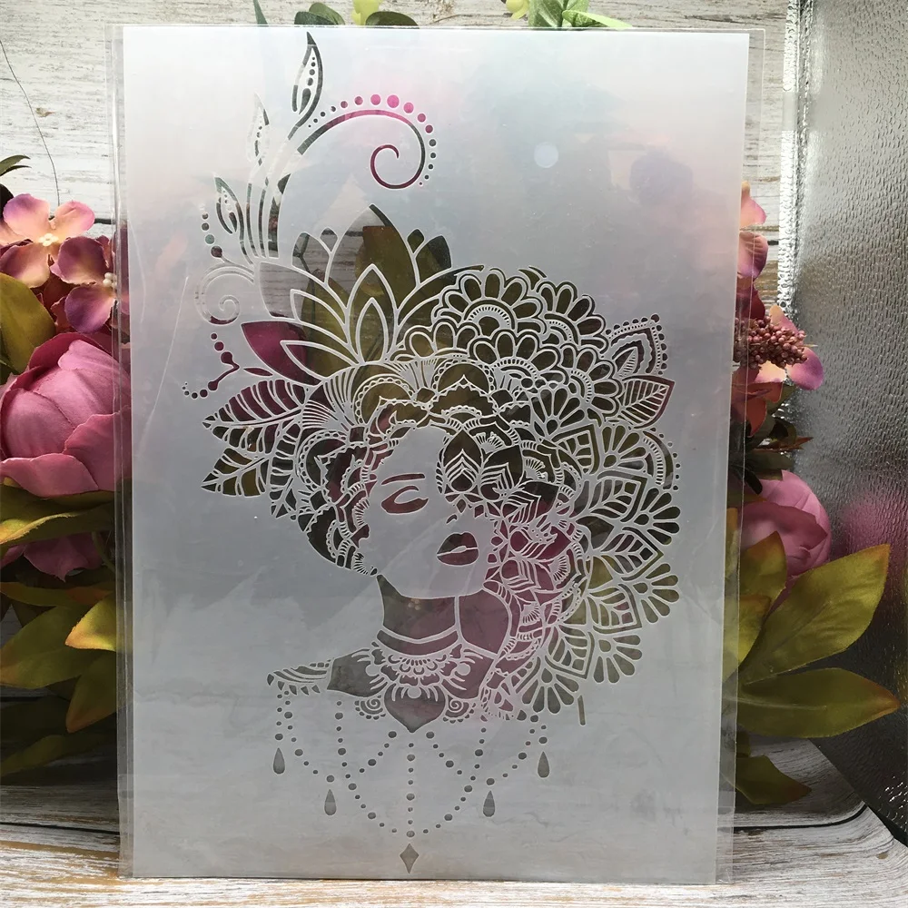 A4 29cm Mandala Flower Hair Girl DIY Layering Stencils Wall Painting Scrapbook Coloring Embossing Album Decorative Template
A4 29cm Mandala Flower Hair Girl DIY Layering Stencils Wall Painting Scrapbook Coloring Embossing Album Decorative Template