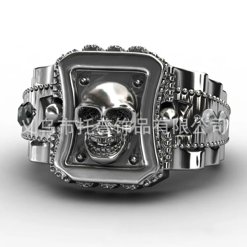 Мужское кольцо в стиле ретро Goth skull вечерние аксессуары для мужчин и женщин хип