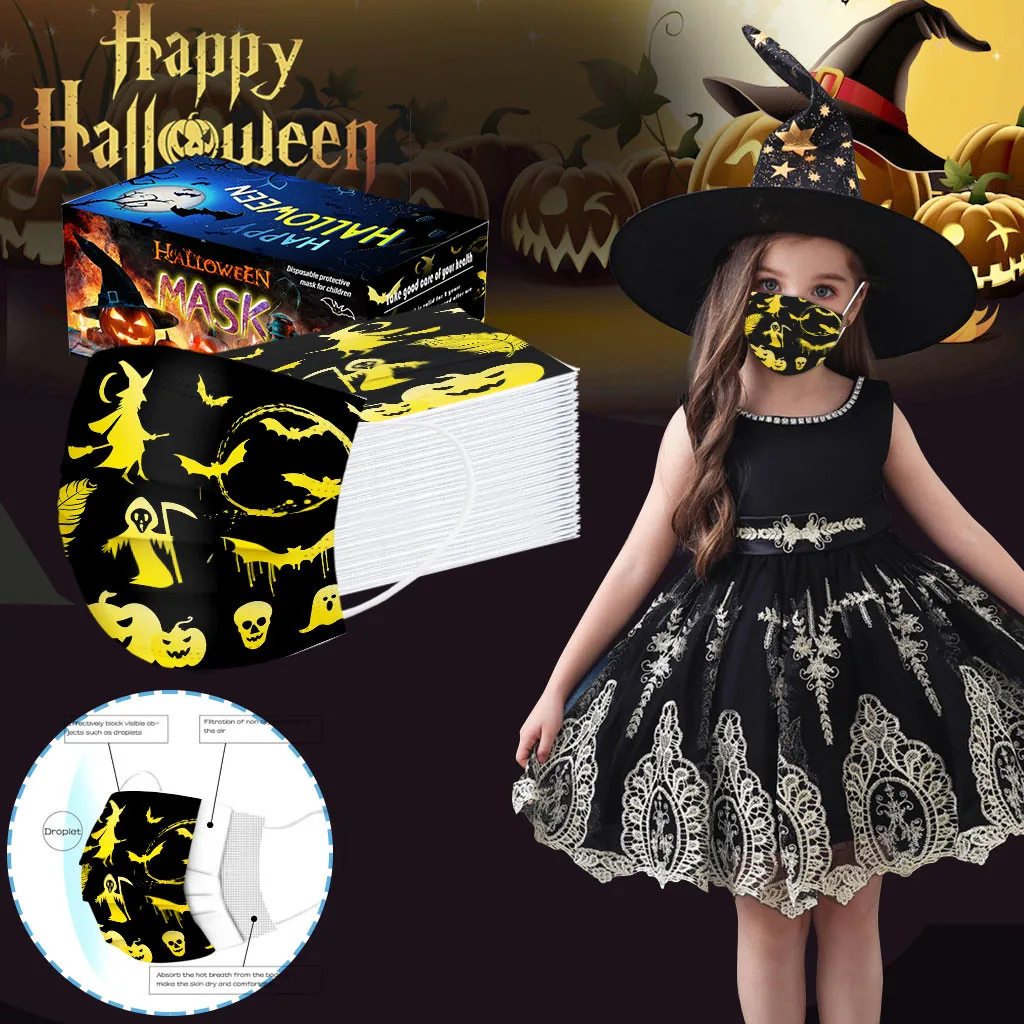 50/100PC Kids Halloween Printing Disposable Face Mask 3 Layer Filter Hygiene Masque Windproof Dustproof Mascarilla
50/100PC Kids Halloween Printing Disposable Face Mask 3 Layer Filter Hygiene Masque Windproof Dustproof Mascarilla