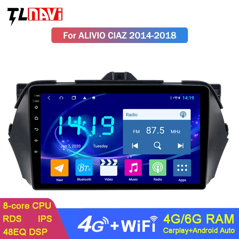 Автомобильная стереосистема 6G + 128G Android 10 для SUZUKI Alivio/CIAZ 2014-2018 9 дюймов GPS-навигация