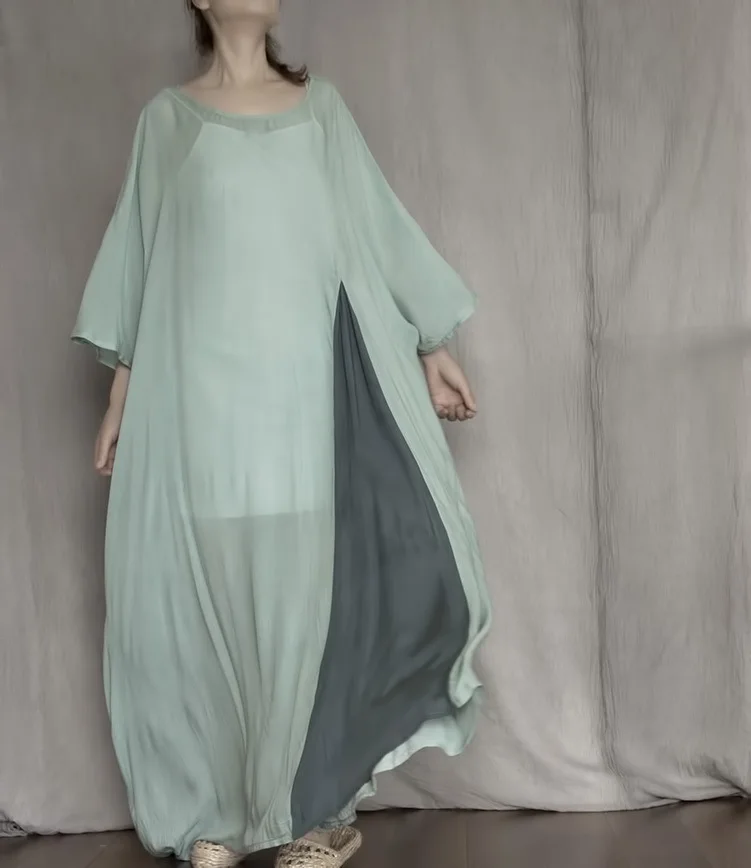 Original Soft Light Design Silk Dress Women's Plus size Short Sleeve Boho Pink and Green Solid Casual Long Maxi Plus Size Dress
Original Soft Light Design Silk Dress Women's Plus size Short Sleeve Boho Pink and Green Solid Casual Long Maxi Plus Size Dress