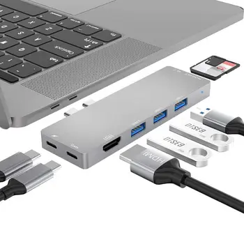 Multifunctional Hub 8 in 1 Dual USB C Hub to 3xUSB3.0+HDMI+USB-C PD+TF Card+USB-C Data Adapter for Apple MacBook Pro Series
Multifunctional Hub 8 in 1 Dual USB C Hub to 3xUSB3.0+HDMI+USB-C PD+TF Card+USB-C Data Adapter for Apple MacBook Pro Series