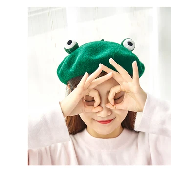Cute Frog Beret Cap Women Hats Winter Warm Knitted Wool Berets Ladies Korean Green Christmas Hat Painter Style Caps Handmade New
Cute Frog Beret Cap Women Hats Winter Warm Knitted Wool Berets Ladies Korean Green Christmas Hat Painter Style Caps Handmade New
