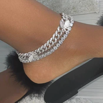 New Parking CZ Baguette Butterfly Anklet 10mm Iced Out Bling Miami Cuban Link Gold Silver Color Anklets Women Hiphop Jewelry 
New Parking CZ Baguette Butterfly Anklet 10mm Iced Out Bling Miami Cuban Link Gold Silver Color Anklets Women Hiphop Jewelry