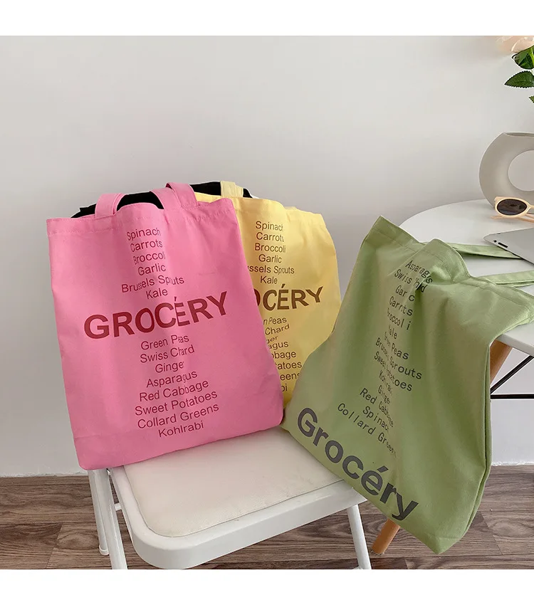 Cute Grocery List Design Canvas Tote Bag - Eco-Friendly Shopping Companion 21 H940af215e3774908895888b76cd92c3ep