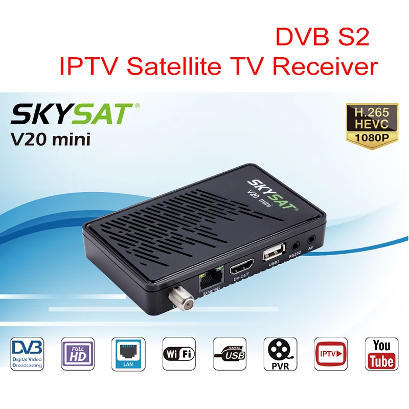 SKYSAT V20 Mini H265 Satellite TV Receiver DVB-S2 Xtream IPTV m3u Decoder HD ACM CCCams Newcamd RJ45 Lan Powervu Youtube
SKYSAT V20 Mini H265 Satellite TV Receiver DVB-S2 Xtream IPTV m3u Decoder HD ACM CCCams Newcamd RJ45 Lan Powervu Youtube
