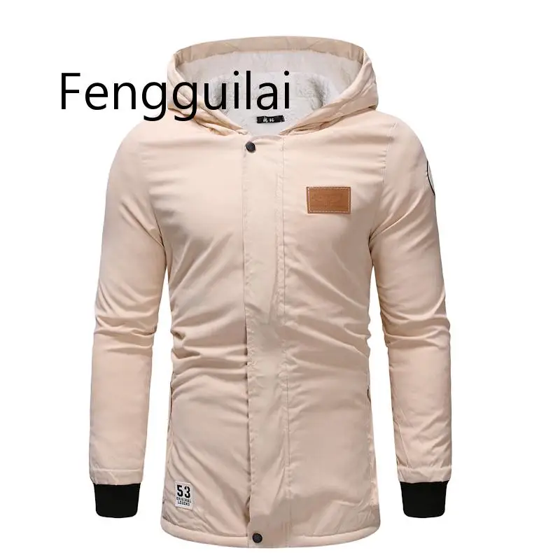 FENGGUILAI 2019 новая парка с капюшоном мужская Длинная шерстяная шапка одежда