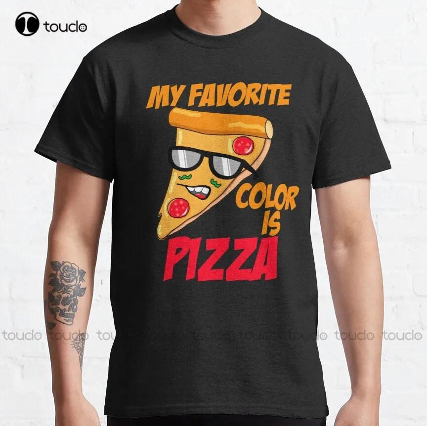 

Мой любимый цвет-Классическая футболка с пиццей, Женская белая футболка на заказ, модная смешная футболка унисекс для подростков, новинка, модная смешная