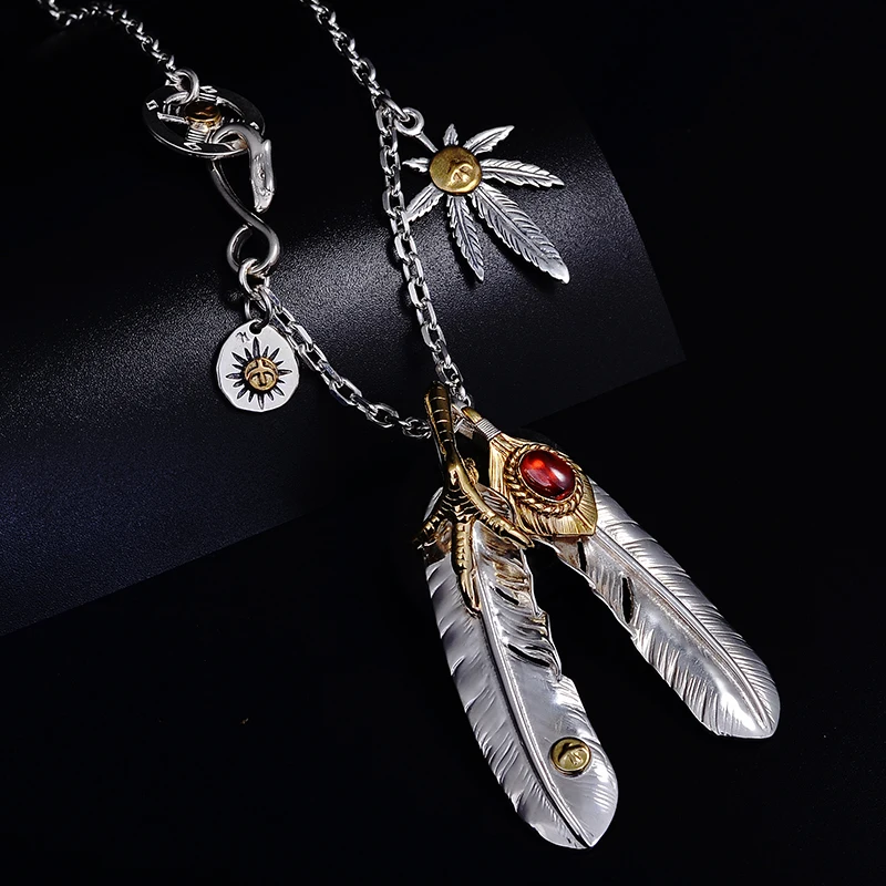 New Silver Angle Chain Set Chain Vintage Style Feather Silver Long Men Sweater Pendant A Set Necklaces Chain
New Silver Angle Chain Set Chain Vintage Style Feather Silver Long Men Sweater Pendant A Set Necklaces Chain