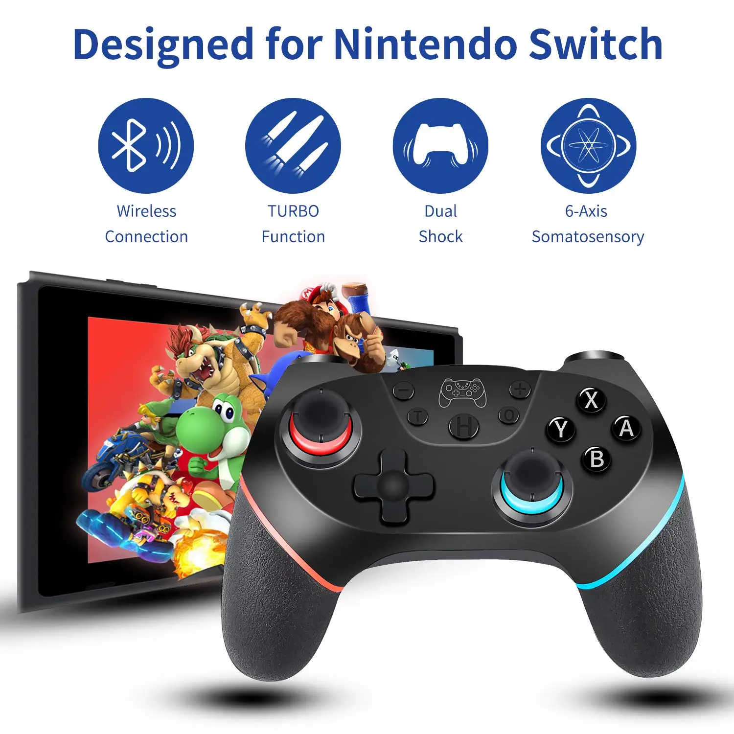 Bluetooth Pro Gamepad for Nintendo Switch NS Pro Console Wireless Controller For NS-Switch Video Game USB Joystick With 6-Axis
Bluetooth Pro Gamepad for Nintendo Switch NS Pro Console Wireless Controller For NS-Switch Video Game USB Joystick With 6-Axis