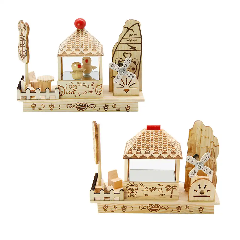 1pc music box melody box crafts ornaments wooden crafts for home