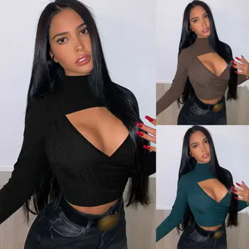 Sexy Women Plunge Long Sleeve Slim Fit Blouse Ladies Sexy Hollow Crop Tops Jumper Shirt
Sexy Women Plunge Long Sleeve Slim Fit Blouse Ladies Sexy Hollow Crop Tops Jumper Shirt