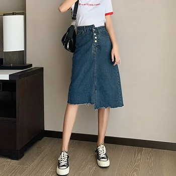 Plus Size High Waist A Line Midi Denim Skirt For Women Loose Blue Jeans Skirt Female Summer Irregular Knee Length Denim Skirt
Plus Size High Waist A Line Midi Denim Skirt For Women Loose Blue Jeans Skirt Female Summer Irregular Knee Length Denim Skirt