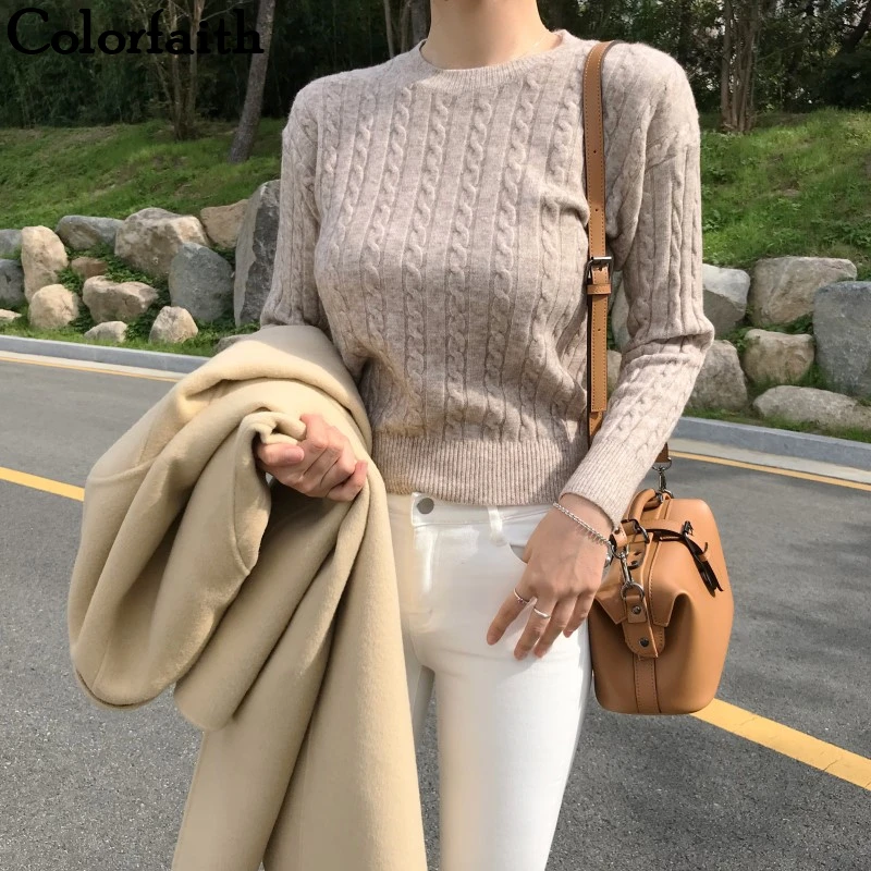 Colorfaith Новинка 2019 осень зима женские свитера свободные повседневные