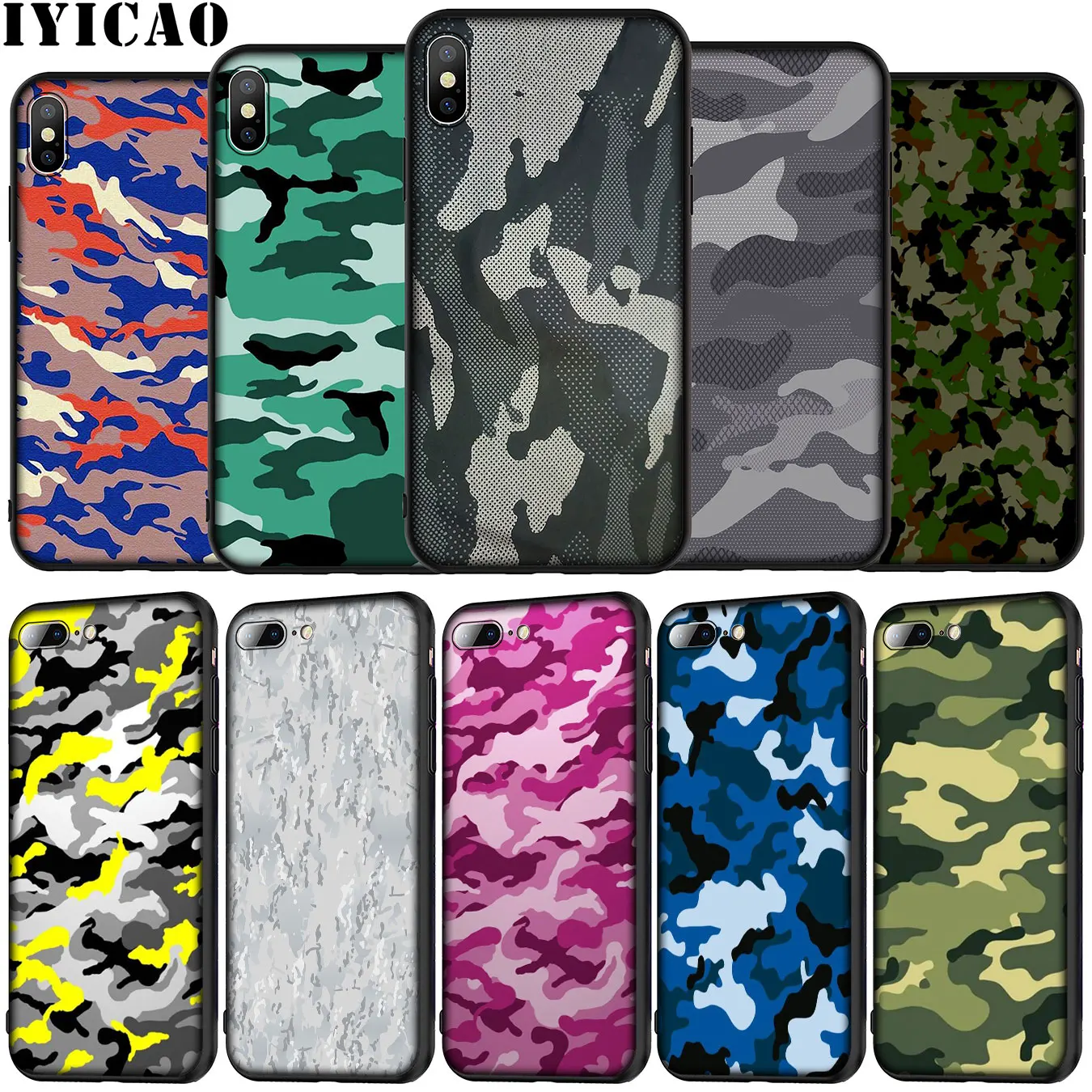 Фото Армейский камуфляжный чехол IYICAO с рисунком мягкий силиконовый для телефона iPhone XR