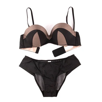 Sexy Plunge Push Up Half Cup Bra Removable Straps Non-slip Strapless Bra Mesh Panty Set Underwear Women Lingerie White Black 
Sexy Plunge Push Up Half Cup Bra Removable Straps Non-slip Strapless Bra Mesh Panty Set Underwear Women Lingerie White Black