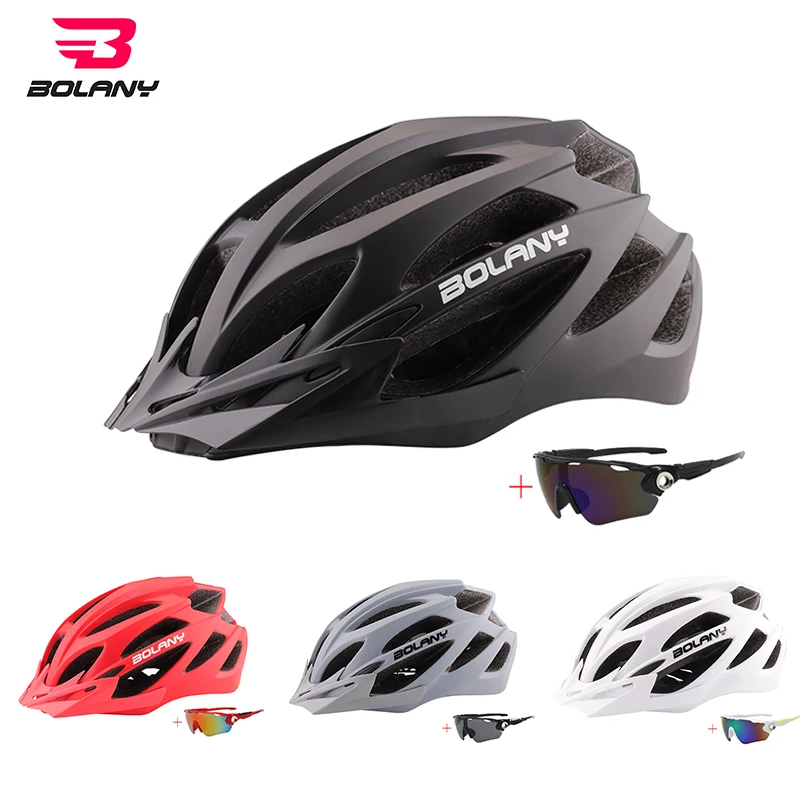 

2020 New BOLANY Integral MTB Bicycle Helmet Man Woman Ultralight Specialized Road Cycling Helmets Bike Safety Cap with Goggles