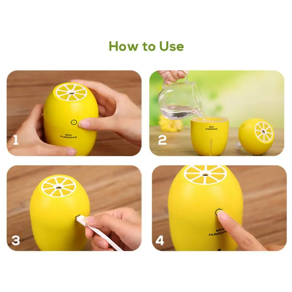 Ultrasonic Mini Lemon Humidifier Room Car LED Humidifier Air Diffuser Purifier Ultrasonic Mini Lemon Humidifier Room Car LED Humidifier Air Diffuser Purifier