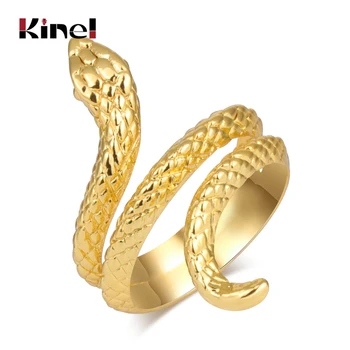 

Kinel Fashion Gold Snake Rings For Women Heavy Metals Punk Rock Ring Vintage Animal Jewelry Wholesale Drop Shipping