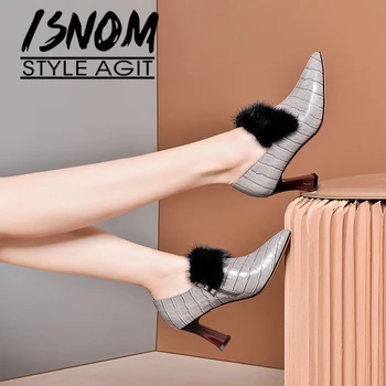 ISNOM Embossed Leather Fur Heels Elegant Wood Heels Cow Leather Shoes Women 2020 Pointed Toe Spring Shoes
ISNOM Embossed Leather Fur Heels Elegant Wood Heels Cow Leather Shoes Women 2020 Pointed Toe Spring Shoes