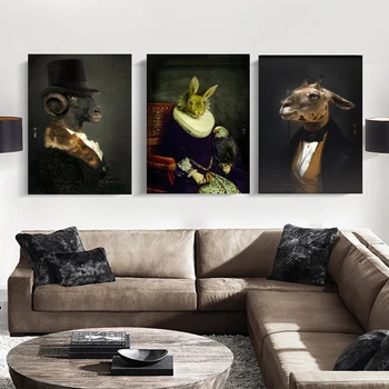 Wall Art Retro Nostalgia Gentleman Oil Paintings Animal Head Style Posters Print Canvas Painting for Living Room Home Decora 
Wall Art Retro Nostalgia Gentleman Oil Paintings Animal Head Style Posters Print Canvas Painting for Living Room Home Decora