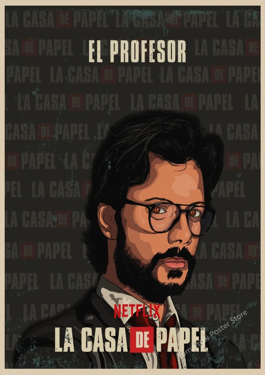 la casa de papel money heist posters retro kraft paper art wall home decoration movie poster room decoration wall stickers aliexpress