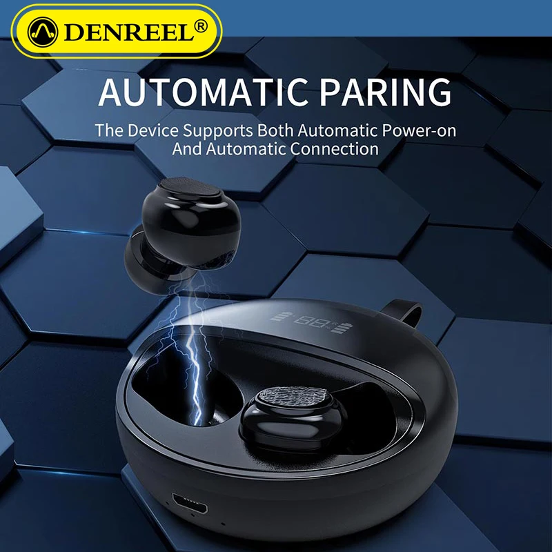 TWS Mini Bluetooth Earbuds True Wireless Headset Mini Earphone with Display Battery Capacity Round TWS Comfortable Fit DENREEL
TWS Mini Bluetooth Earbuds True Wireless Headset Mini Earphone with Display Battery Capacity Round TWS Comfortable Fit DENREEL