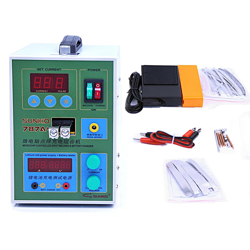 Pulse Battery Spot Welder LED Illumination Dual Digital Display SUNKKO 787A+ Spot Welding Machine MCU Machine Charger FOR 18650
Pulse Battery Spot Welder LED Illumination Dual Digital Display SUNKKO 787A+ Spot Welding Machine MCU Machine Charger FOR 18650