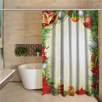 New Year Waterproof and colorful shower curtain Abstract Swirled Background with Xmas Tree Pattern Baubles Candle Festive Theme
New Year Waterproof and colorful shower curtain Abstract Swirled Background with Xmas Tree Pattern Baubles Candle Festive Theme