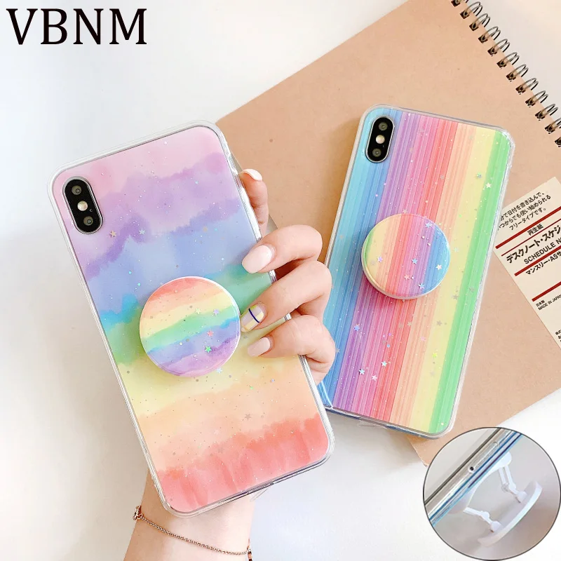 Luxury Glitter Star Rainbow Holder Phone Case For iPhone XR XS Max X 7 8 Plus 6 6s Shockproof Soft Silicone Stand Back Cover 
Luxury Glitter Star Rainbow Holder Phone Case For iPhone XR XS Max X 7 8 Plus 6 6s Shockproof Soft Silicone Stand Back Cover
