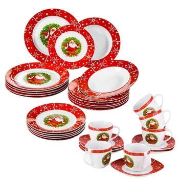 VEWEET 30-Piece Christmas Gift Porcelain Dinnerware Set with 6*Dessert Plate,Soup Plate,Dinner Plate,Cups and Saucers Set
VEWEET 30-Piece Christmas Gift Porcelain Dinnerware Set with 6*Dessert Plate,Soup Plate,Dinner Plate,Cups and Saucers Set