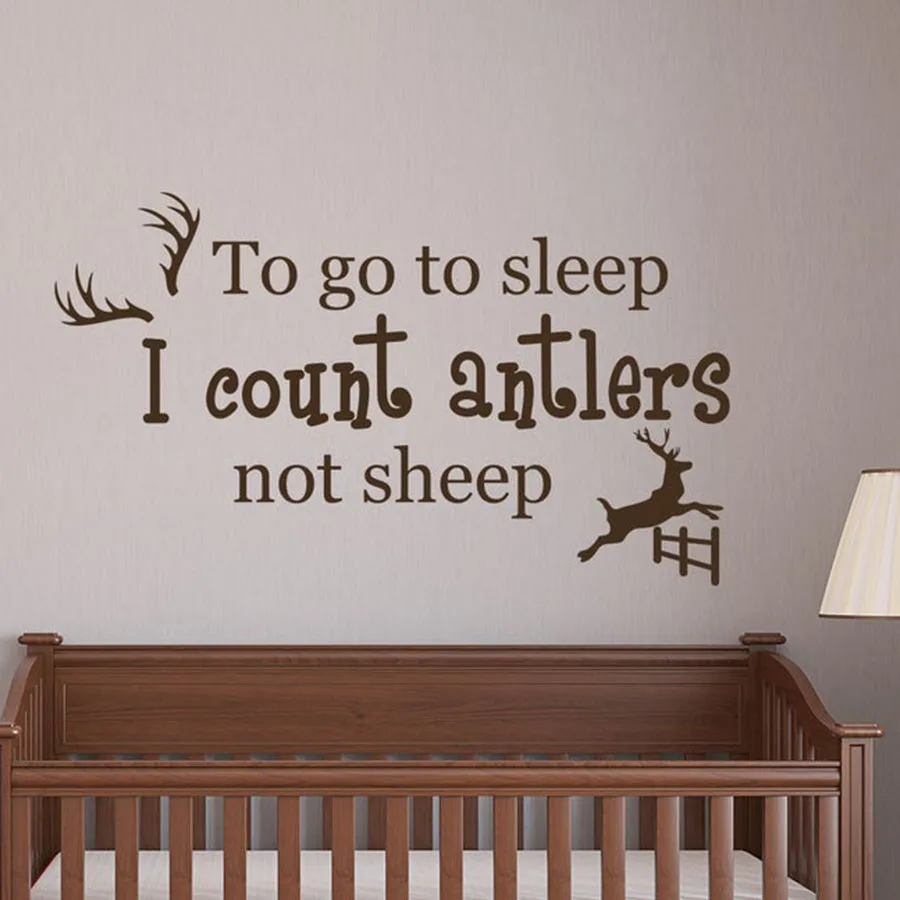 Наклейки на стену с цитатами Go To Sleep I Count виниловые Стикеры оленьими рогами не