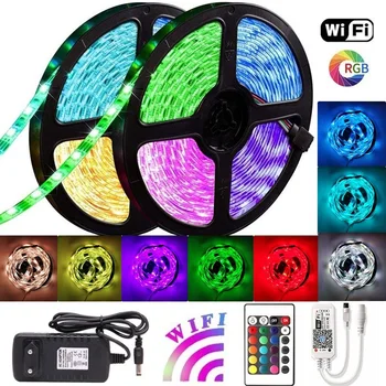 RGB LED 5050 SMD Strip DC 12V Waterproof WiFi Flexible Diode Tape Ribbon Fita Tira LED Light Strips With Remote + Adapter
RGB LED 5050 SMD Strip DC 12V Waterproof WiFi Flexible Diode Tape Ribbon Fita Tira LED Light Strips With Remote + Adapter