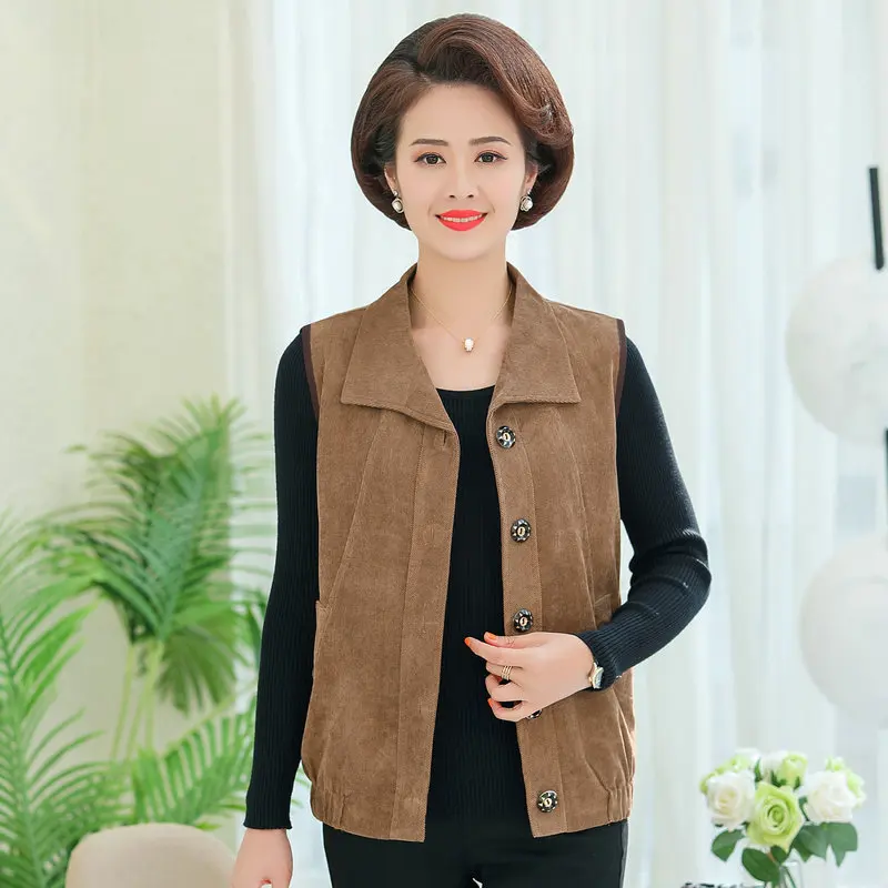 Woman Corduroy Vest Spring Autumn Casual Turn Down Collar Sleeveless Outerwear Khaki Wine Red Button Front Waistcoat Women New
Woman Corduroy Vest Spring Autumn Casual Turn Down Collar Sleeveless Outerwear Khaki Wine Red Button Front Waistcoat Women New