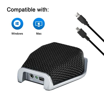 USB 360° Conference Microphone,Table Top Desktop Omnidirectional Condenser Mic Compatible with PC/Mac/iOS Desktop Laptop Skype
USB 360° Conference Microphone,Table Top Desktop Omnidirectional Condenser Mic Compatible with PC/Mac/iOS Desktop Laptop Skype
