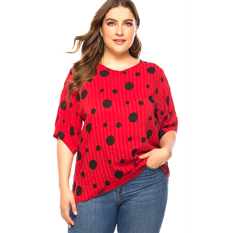 S-4XL Summer Plus-size Women's Casual T-shirt Short Sleeves Streetwear Polka Dot Tshirt O-neck Vintage Aesthetic Korean Style
S-4XL Summer Plus-size Women's Casual T-shirt Short Sleeves Streetwear Polka Dot Tshirt O-neck Vintage Aesthetic Korean Style