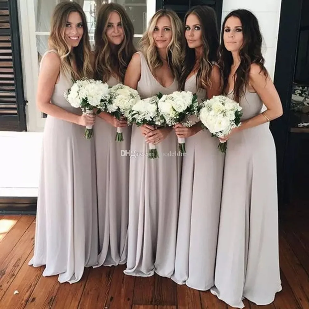 2018 V Neck A Line Floor Length Chiffon Prom Party gown for Wedding Guest Cheap Customized Simple Silver Bridesmaid Dresses
2018 V Neck A Line Floor Length Chiffon Prom Party gown for Wedding Guest Cheap Customized Simple Silver Bridesmaid Dresses